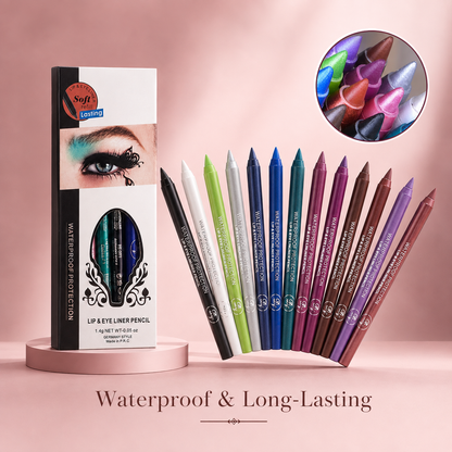 13-Color Waterproof Lip & Eye Liner Pencil Set