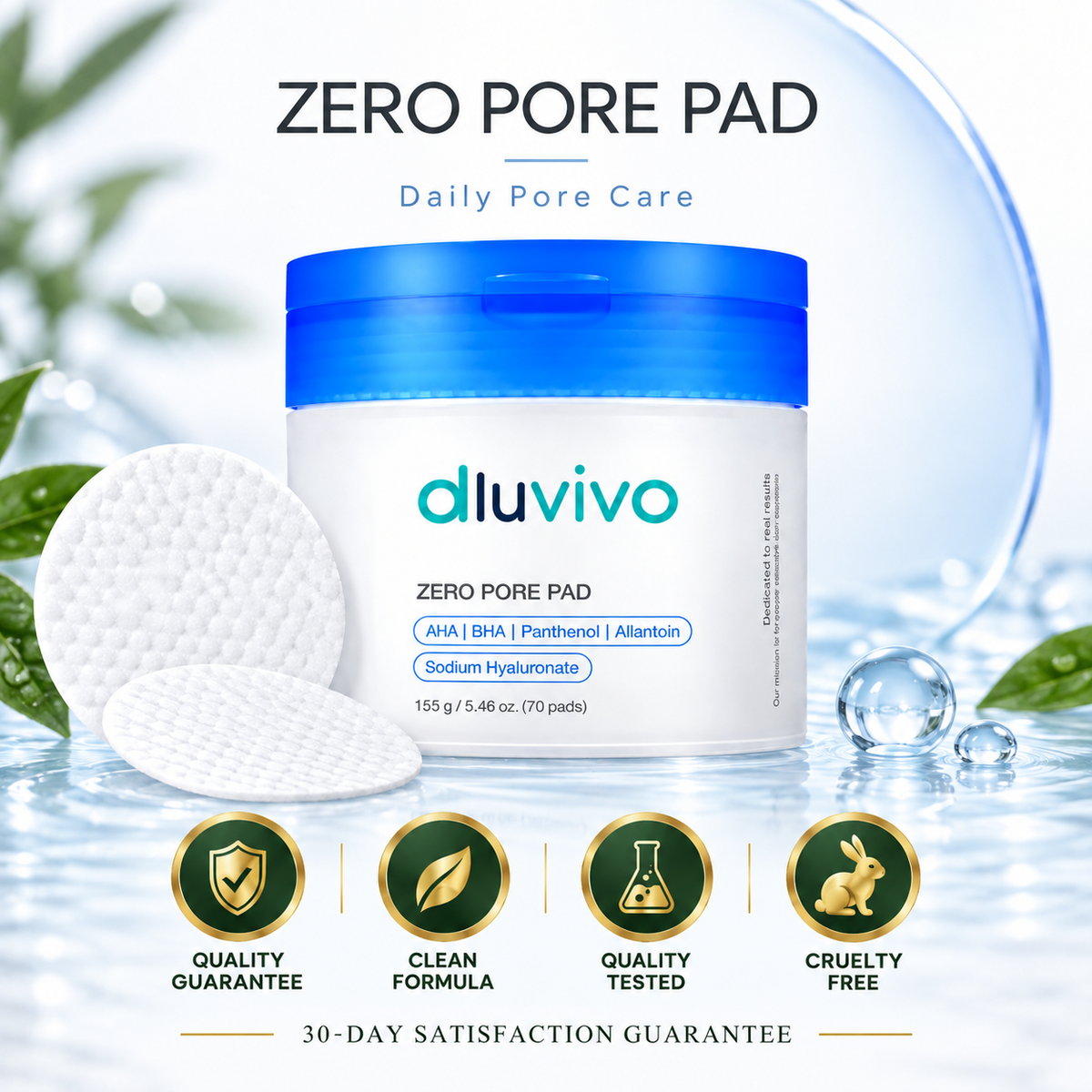 Dluvivo® Zero Pore Pads – Dual-Texture AHA + BHA Pore Care Pads
